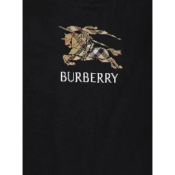 Crew Neck T-Shirt with Logo Lettering and EKD Embroidery on the Front in Black Cotton Boy