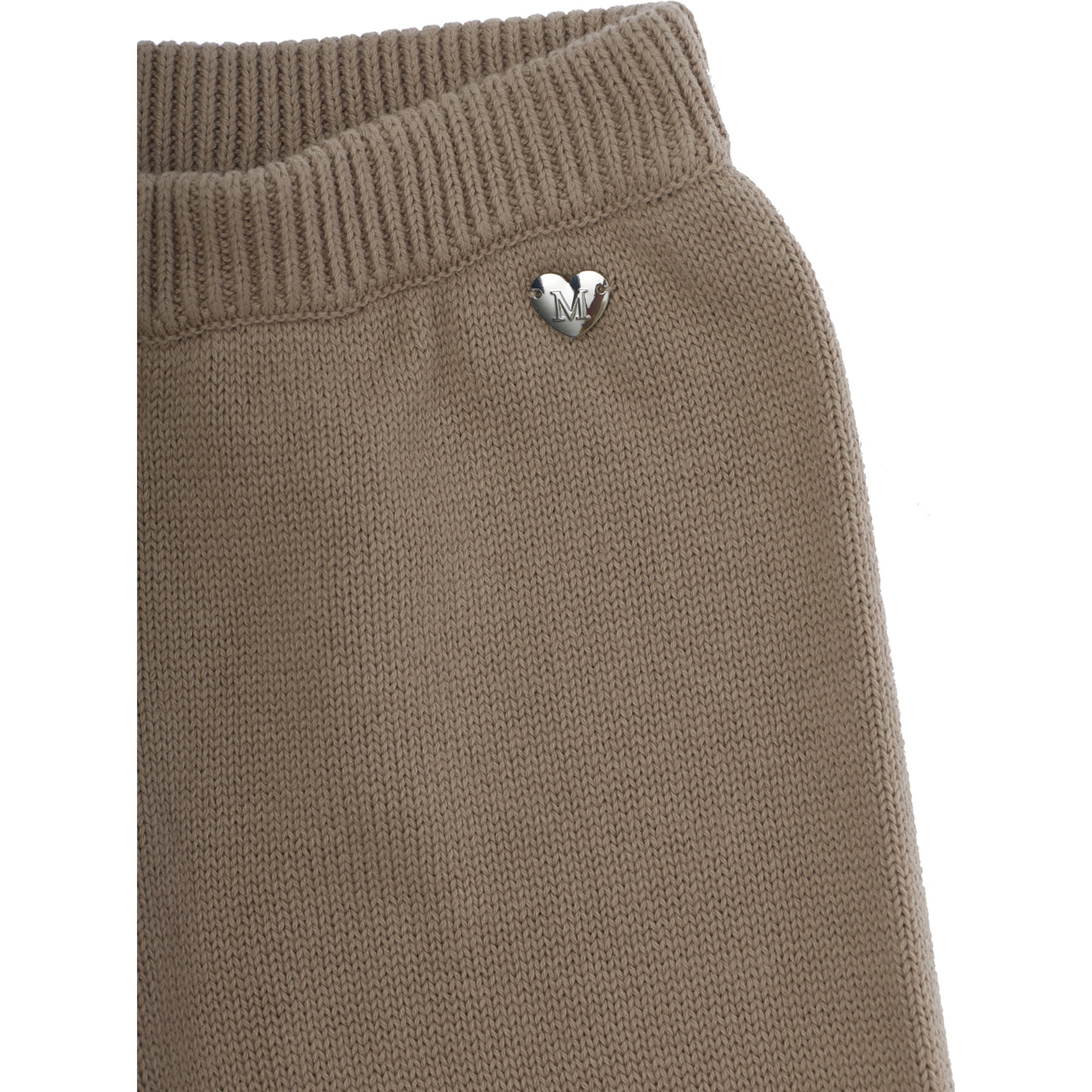 Beige Pants with elasticated waist and logo plaque on the front in Blend wool and cotton Girl