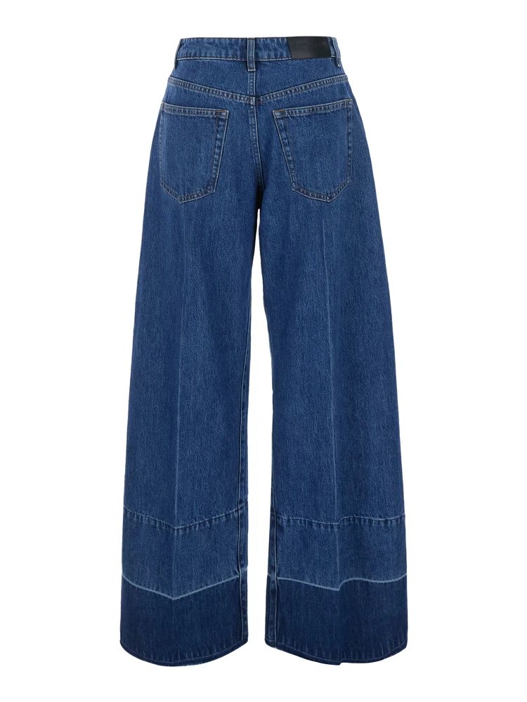 Blue Wide-leg Jeans with Raw Hem in Denim for Women alternative