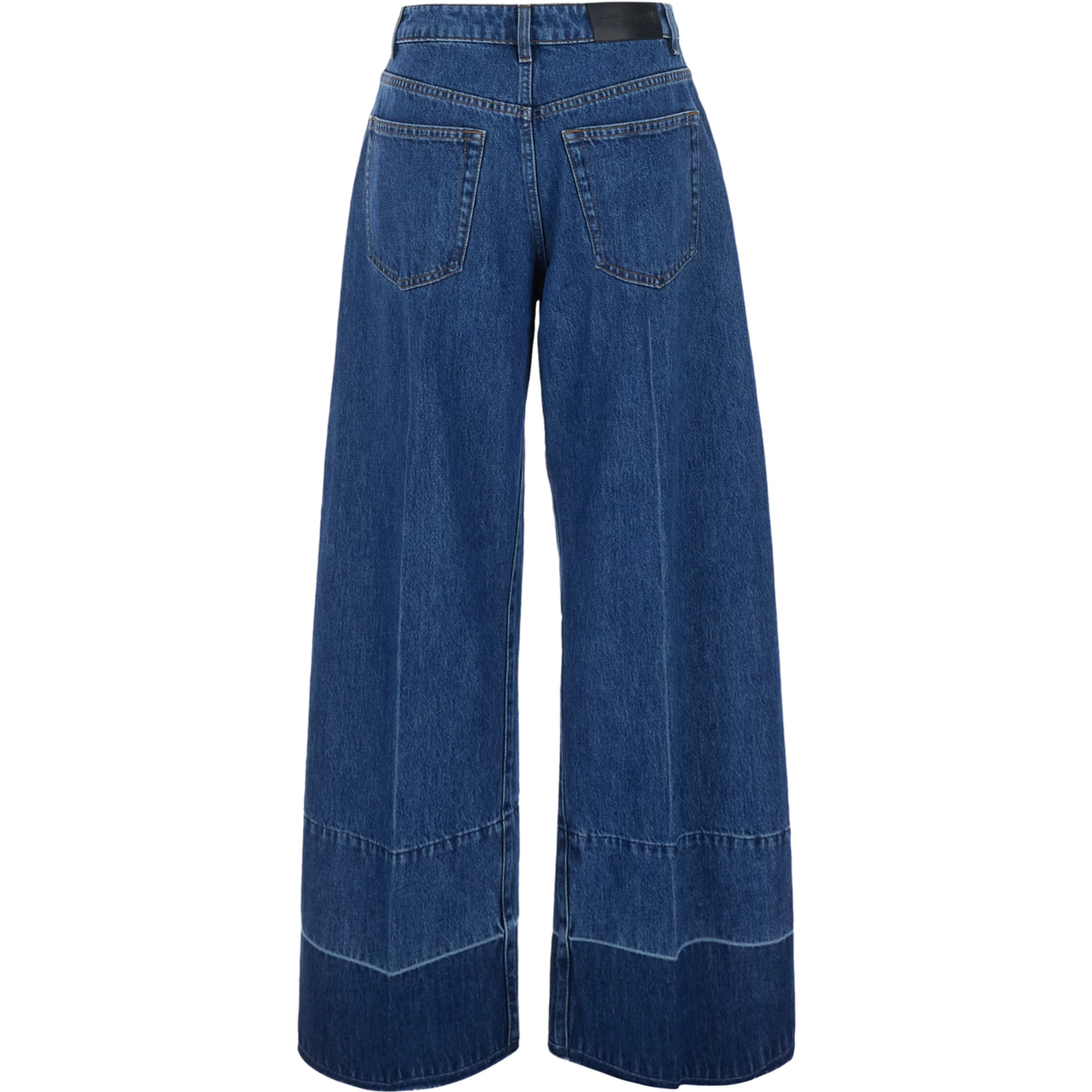 Blue Wide-leg Jeans with Raw Hem in Denim for Women
