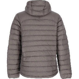 Down jacket with hood and front closure in Tech Fabric Brown Woman