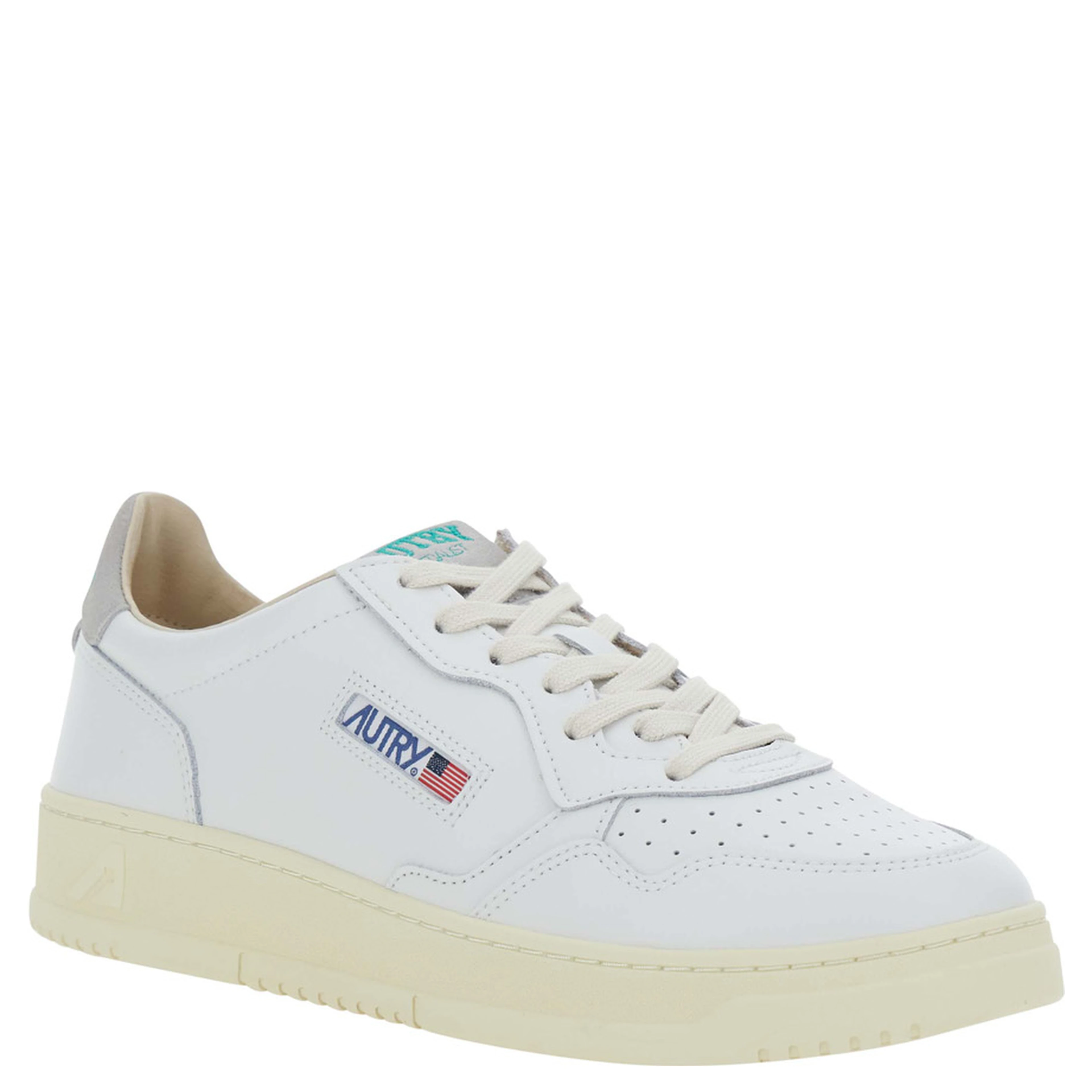 Medalist Low White and Grey Sneakers with Contrasting Heel in leather for Men