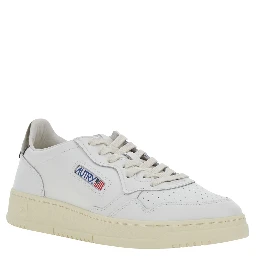 Medalist Low White and Brown Sneakers with Contrast Pull-tab in Leather for Men