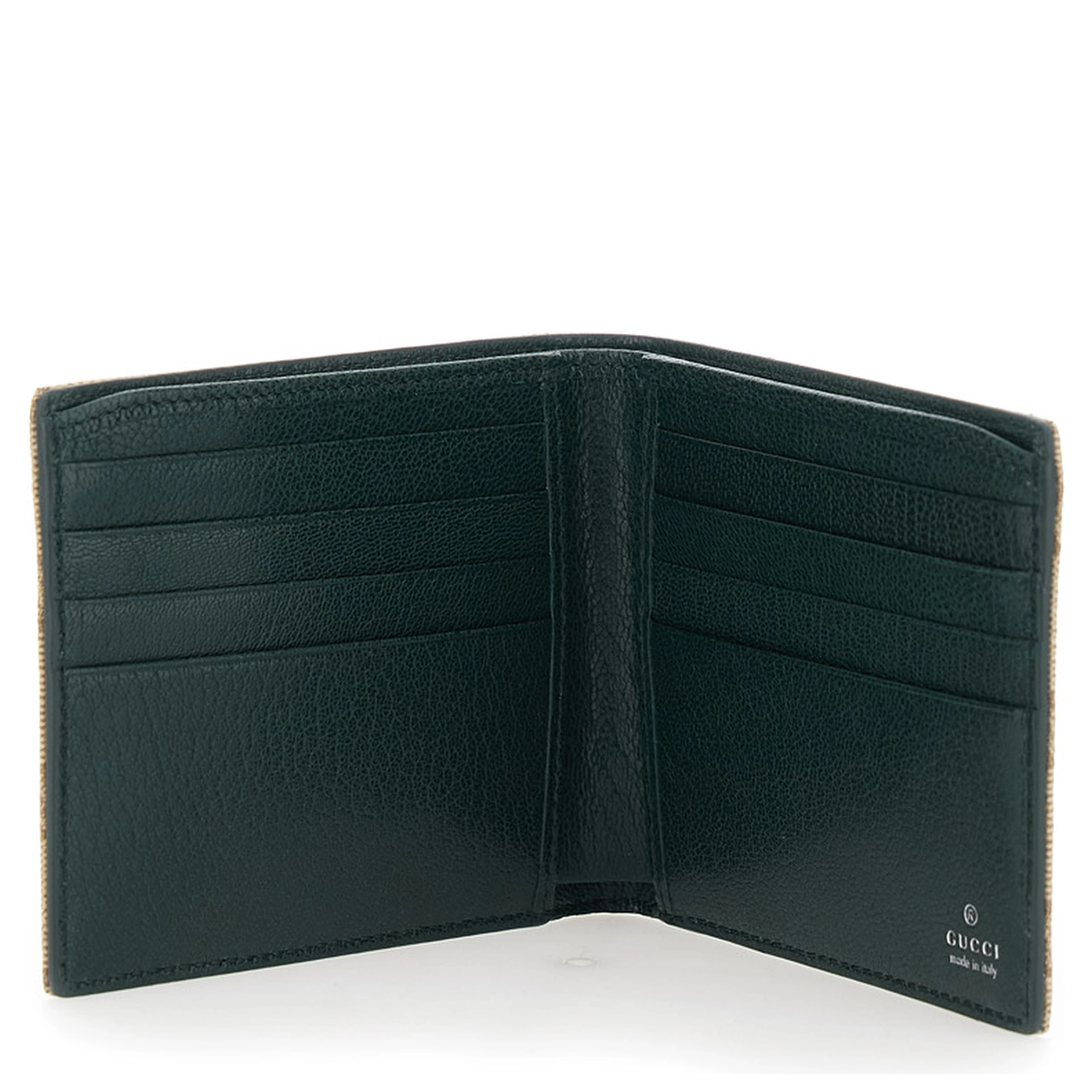Beige Wallet with logo lettering inside in GG fabric for men