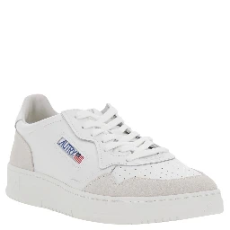 Medalist White Sneaker Low Top with Logo Patch on Tongue and Side in Leather Women