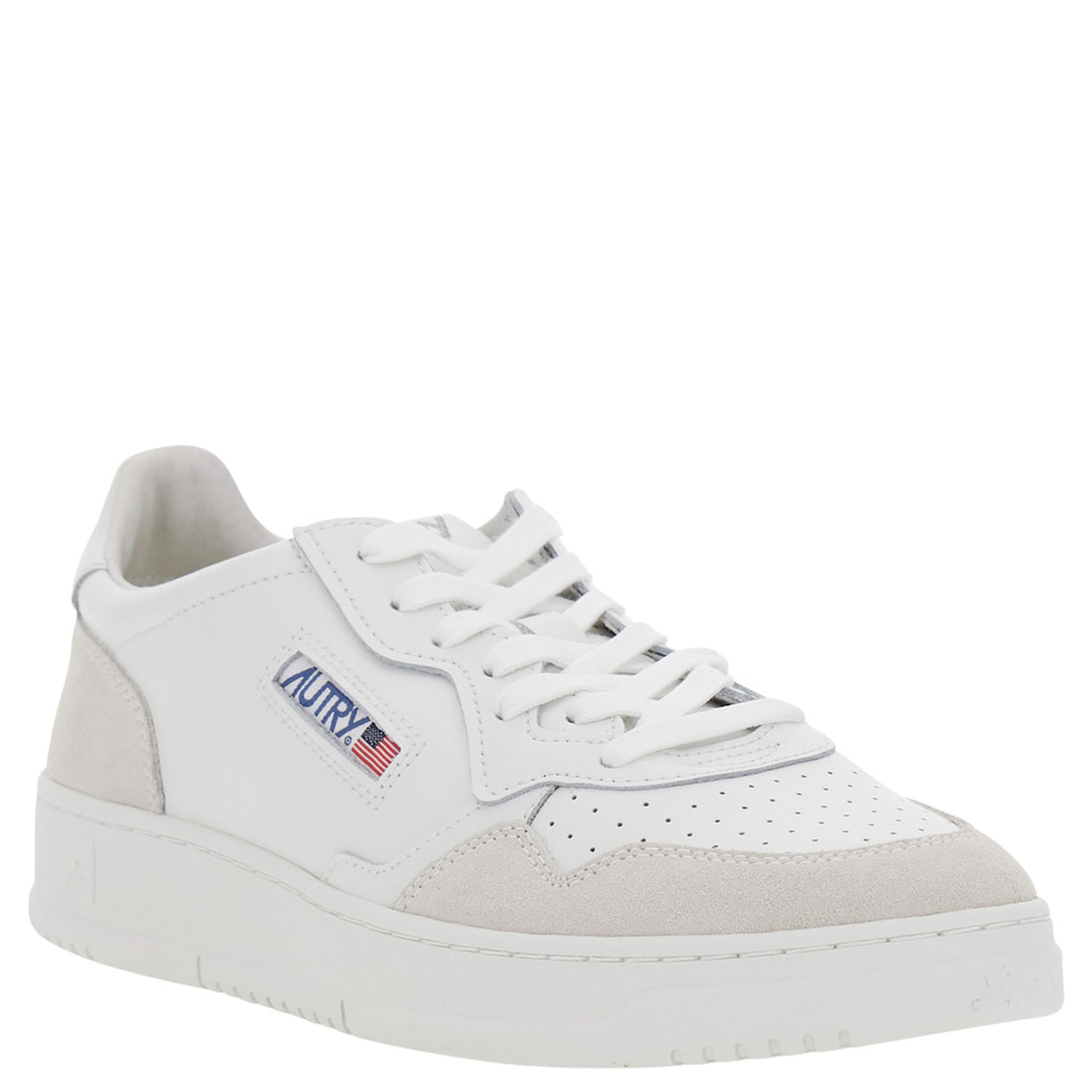 Medalist White Sneaker Low Top with Logo Patch on Tongue and Side in Leather Women