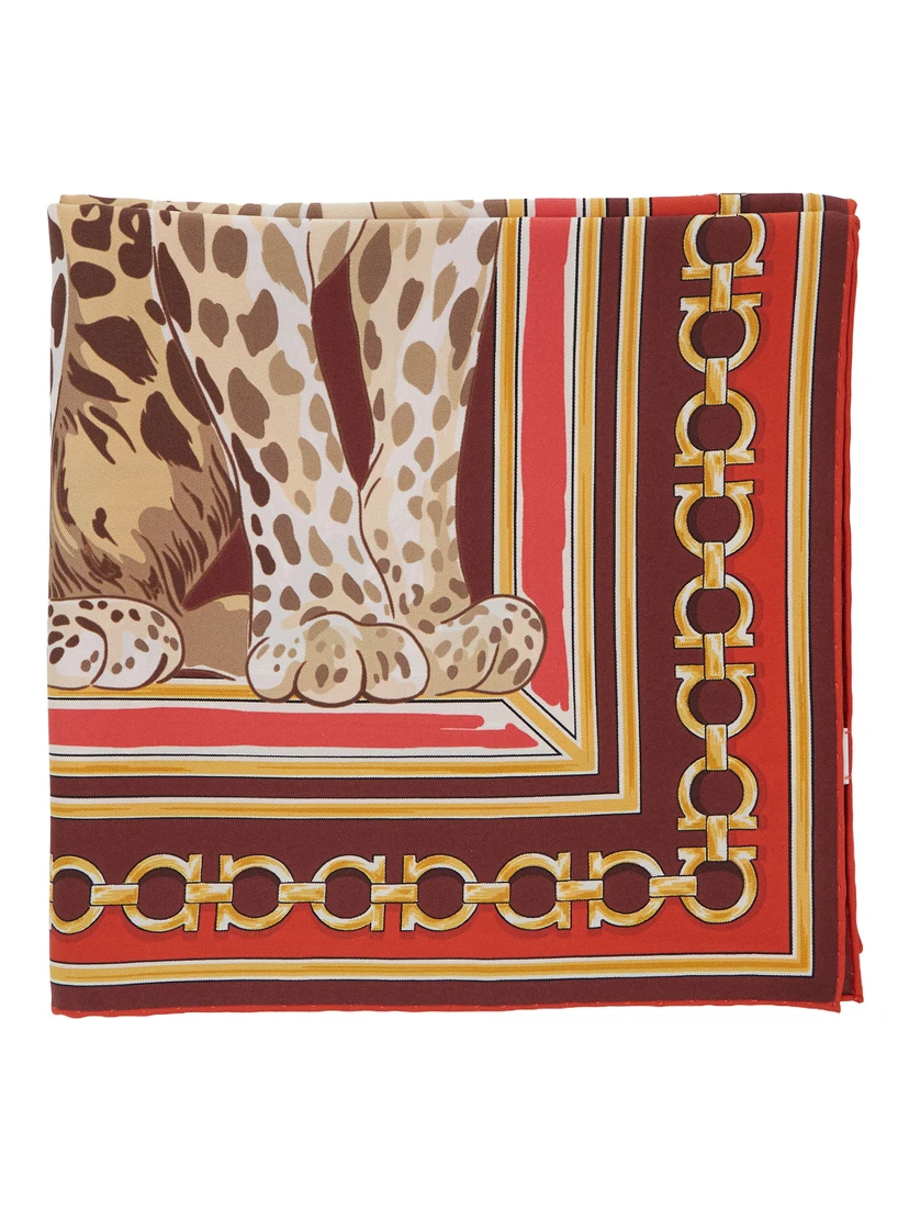 Multicolor Scarf with All-Over Print in Silk for Women