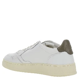 Medalist Low White and Brown Sneakers with Contrast Pull-tab in Leather for Men