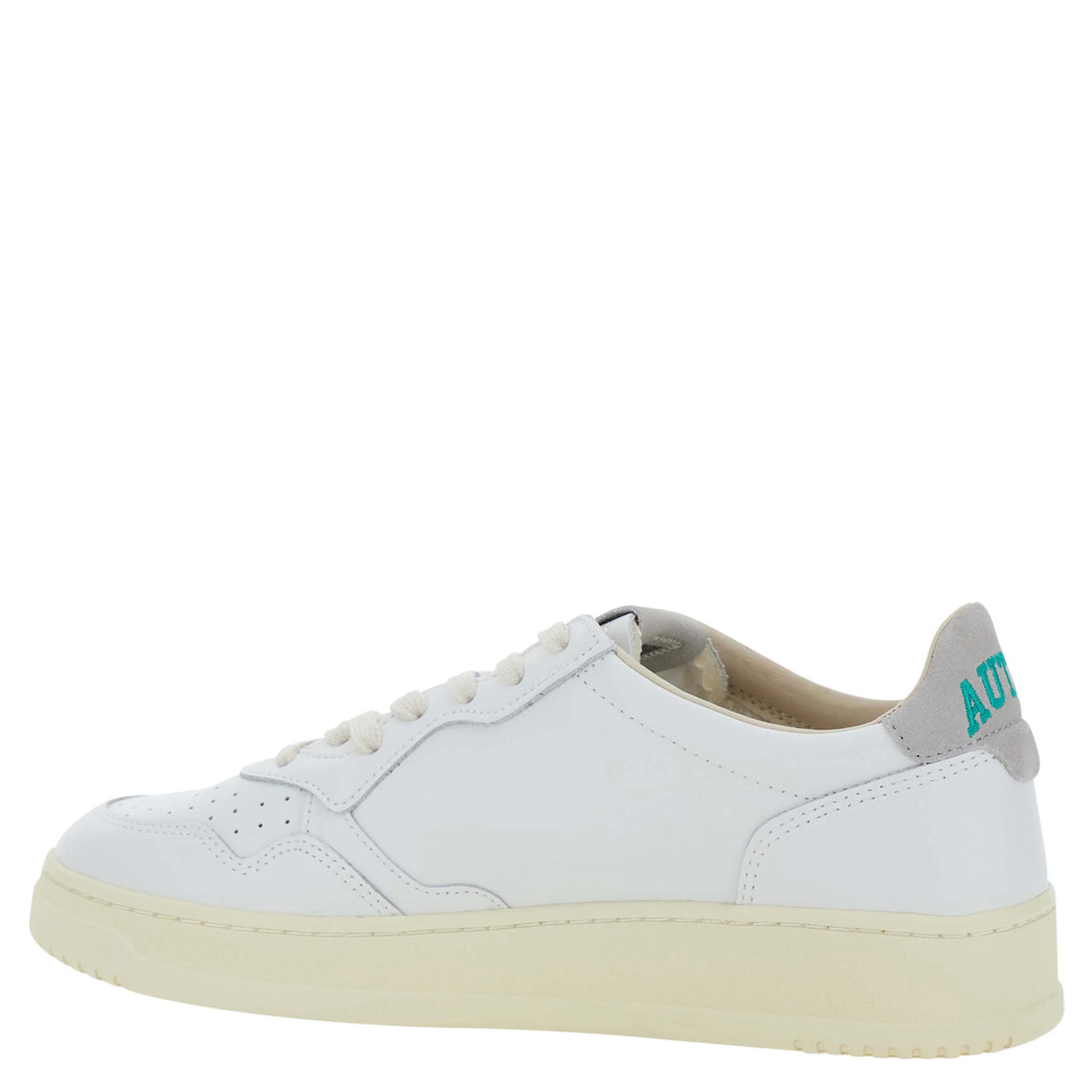 Medalist Low White and Grey Sneakers with Contrasting Heel in leather for Men