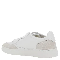 Medalist White Sneaker Low Top with Logo Patch on Tongue and Side in Leather Women