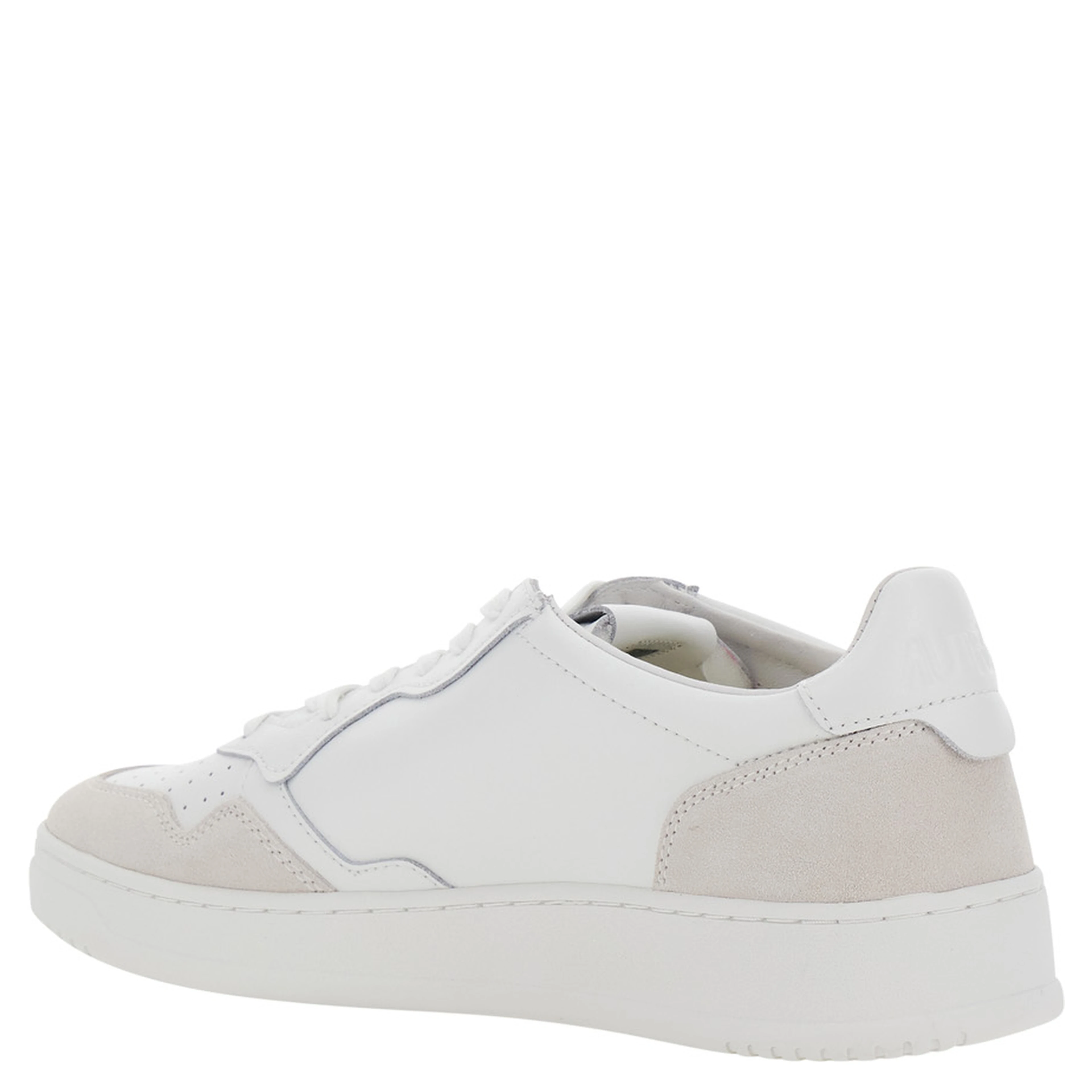 Medalist White Sneaker Low Top with Logo Patch on Tongue and Side in Leather Women