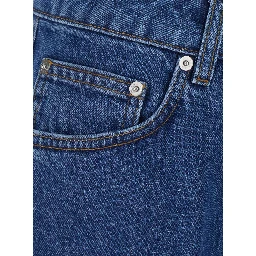 Blue Wide-leg Jeans with Raw Hem in Denim for Women