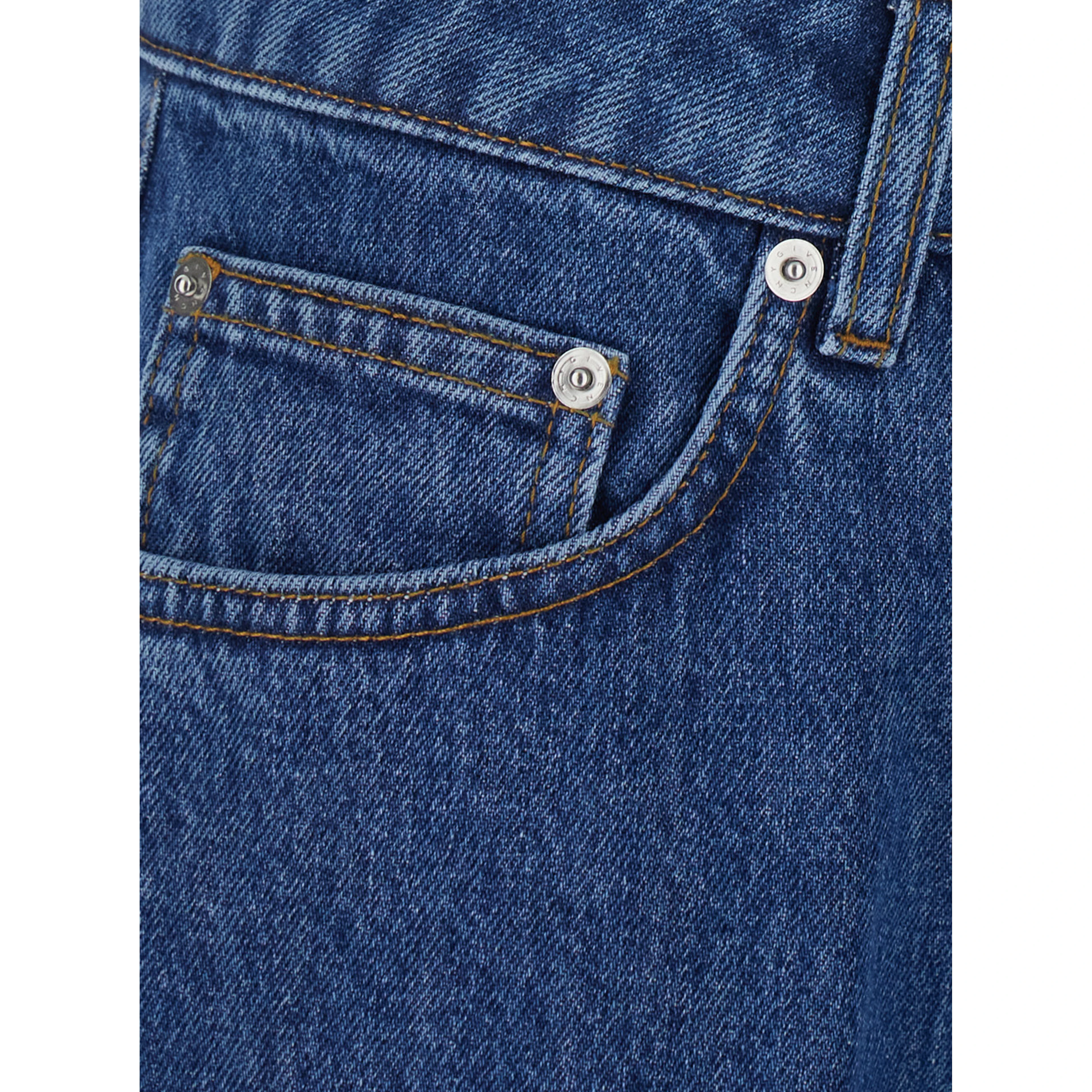 Blue Wide-leg Jeans with Raw Hem in Denim for Women
