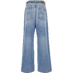 Light Blue Jeans with Ripped Details on the Front and Bow on the Waist in Denim for Men