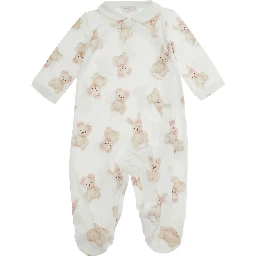 Pink Tracksuit with All-Over Teddy Print in cotton Baby