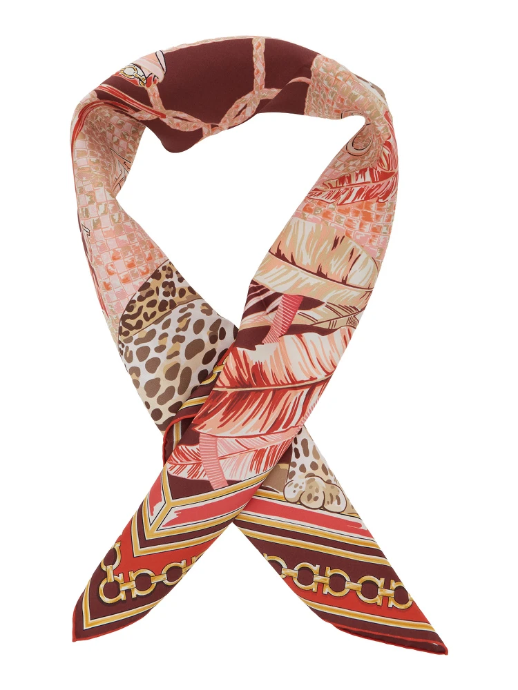 Multicolor Scarf with All-Over Print in Silk for Women alternative