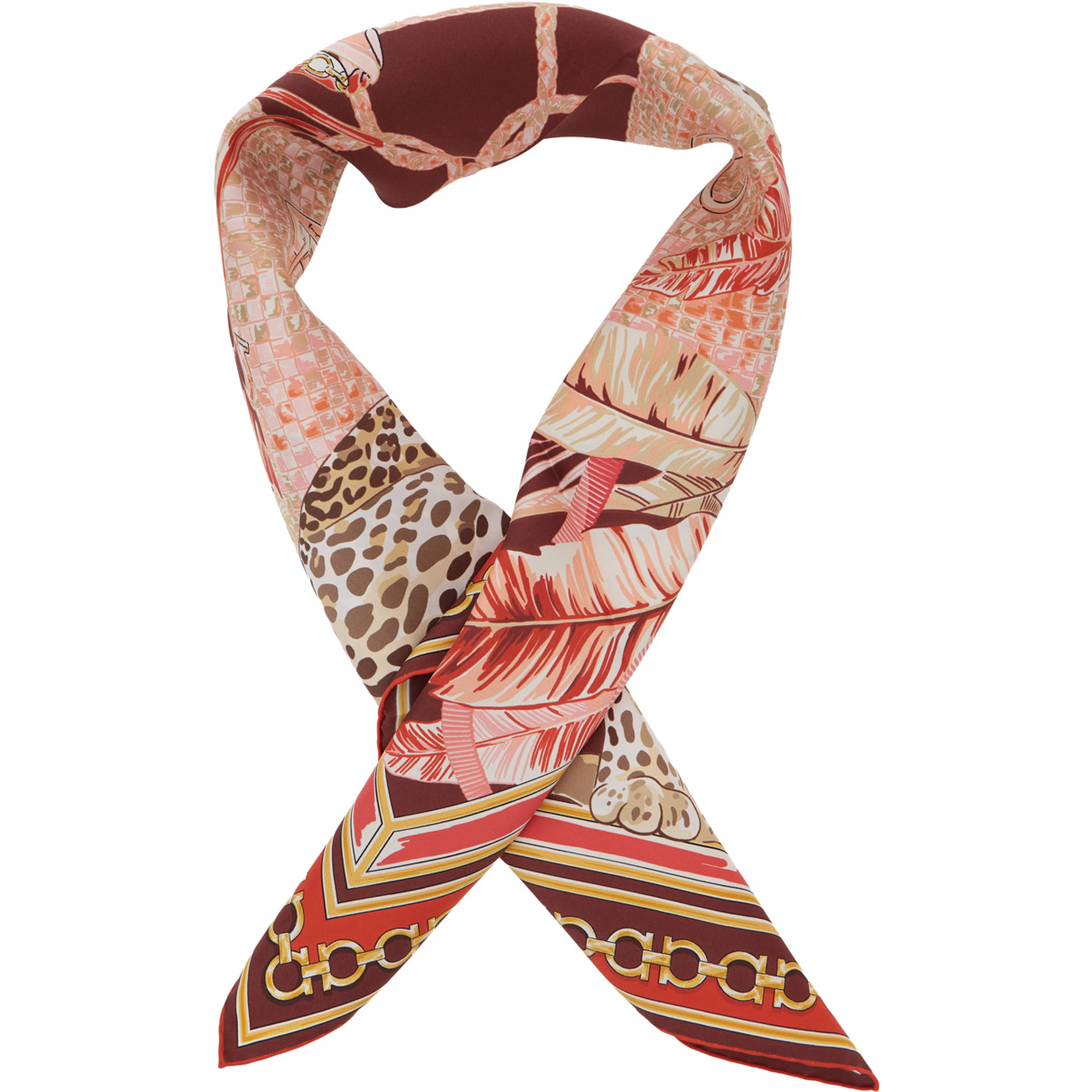 Multicolor Scarf with All-Over Print in Silk for Women