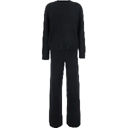 CASHMERE SET with elegant details in black cashmere for women