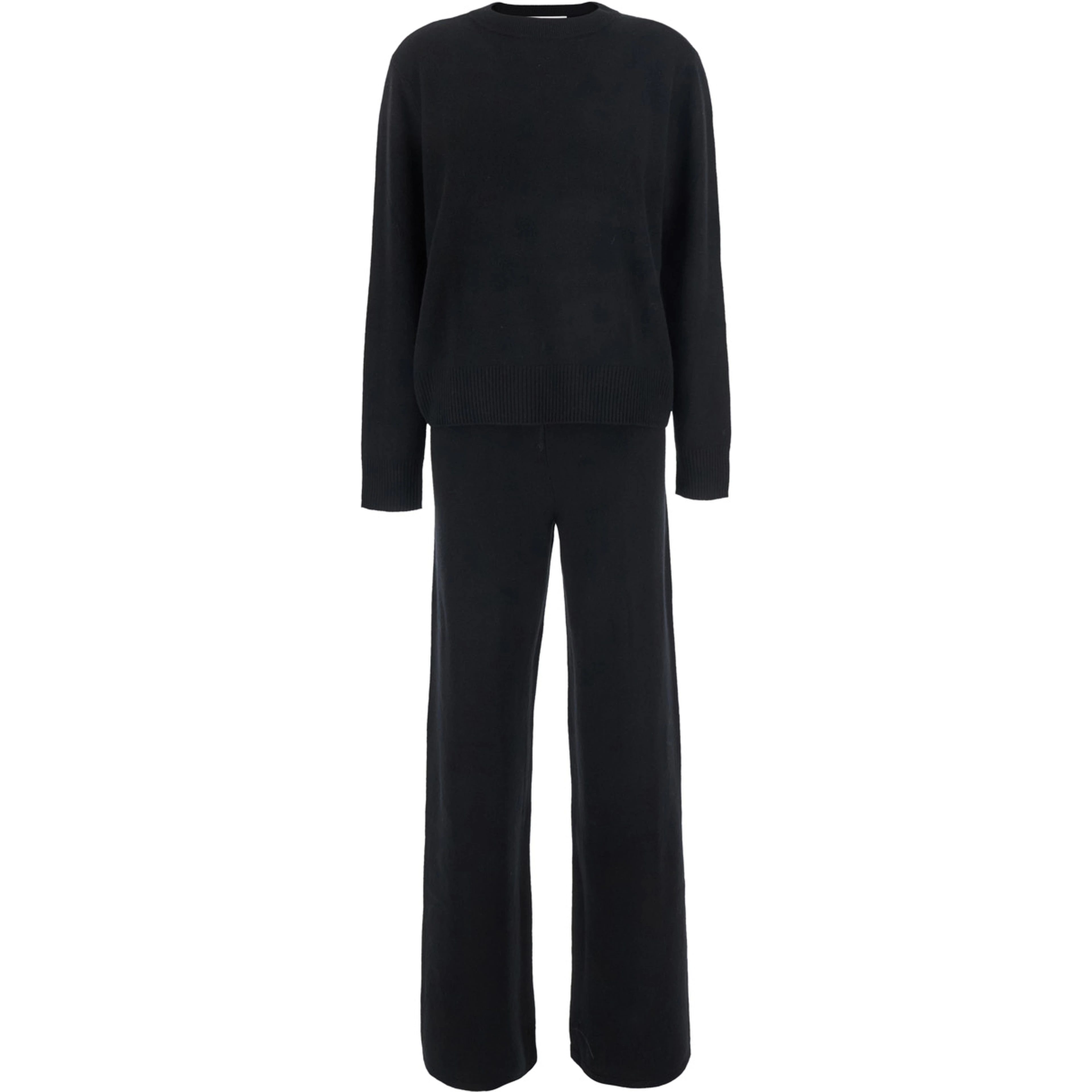 CASHMERE SET with elegant details in black cashmere for women