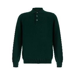 Green Polo Shirt Sweater in Wool Blend Men
