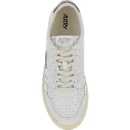 Medalist Low White and Brown Sneakers with Contrast Pull-tab in Leather for Men