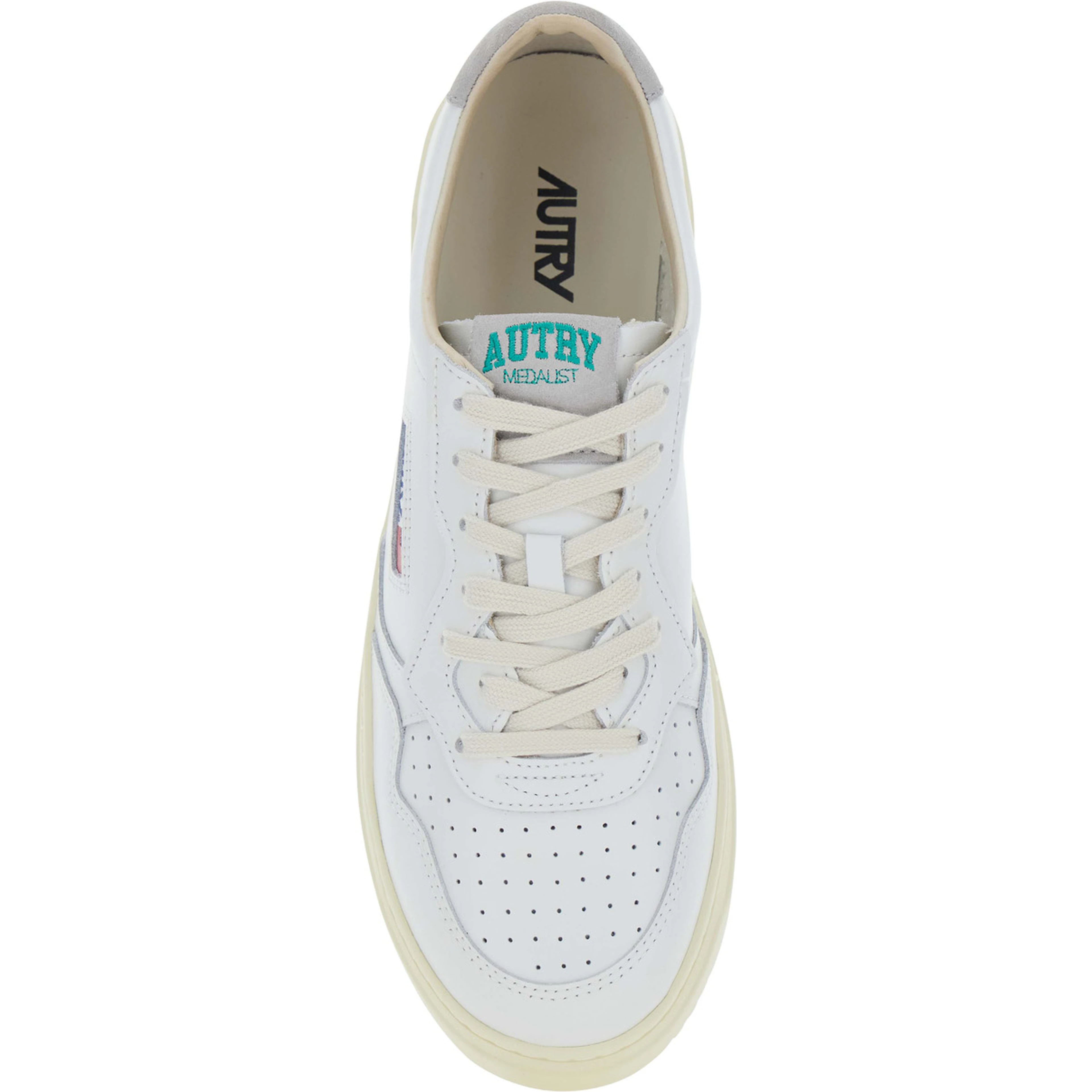 Medalist Low White and Grey Sneakers with Contrasting Heel in leather for Men