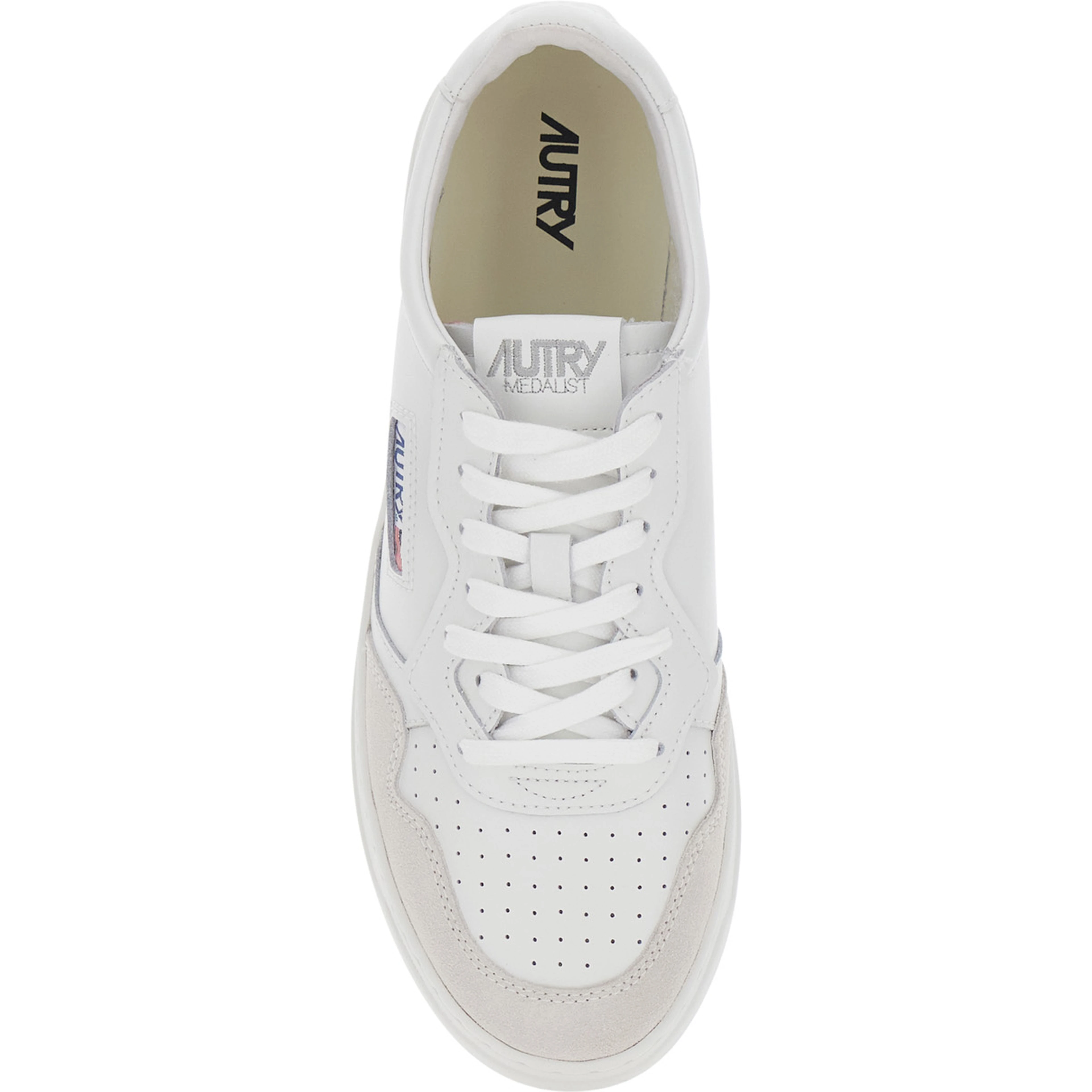Medalist White Sneaker Low Top with Logo Patch on Tongue and Side in Leather Women