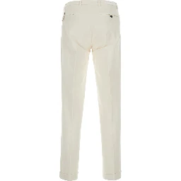 White pants with Logo Patch on the Back and Cuffed Hem in Stretch Cotton for Men