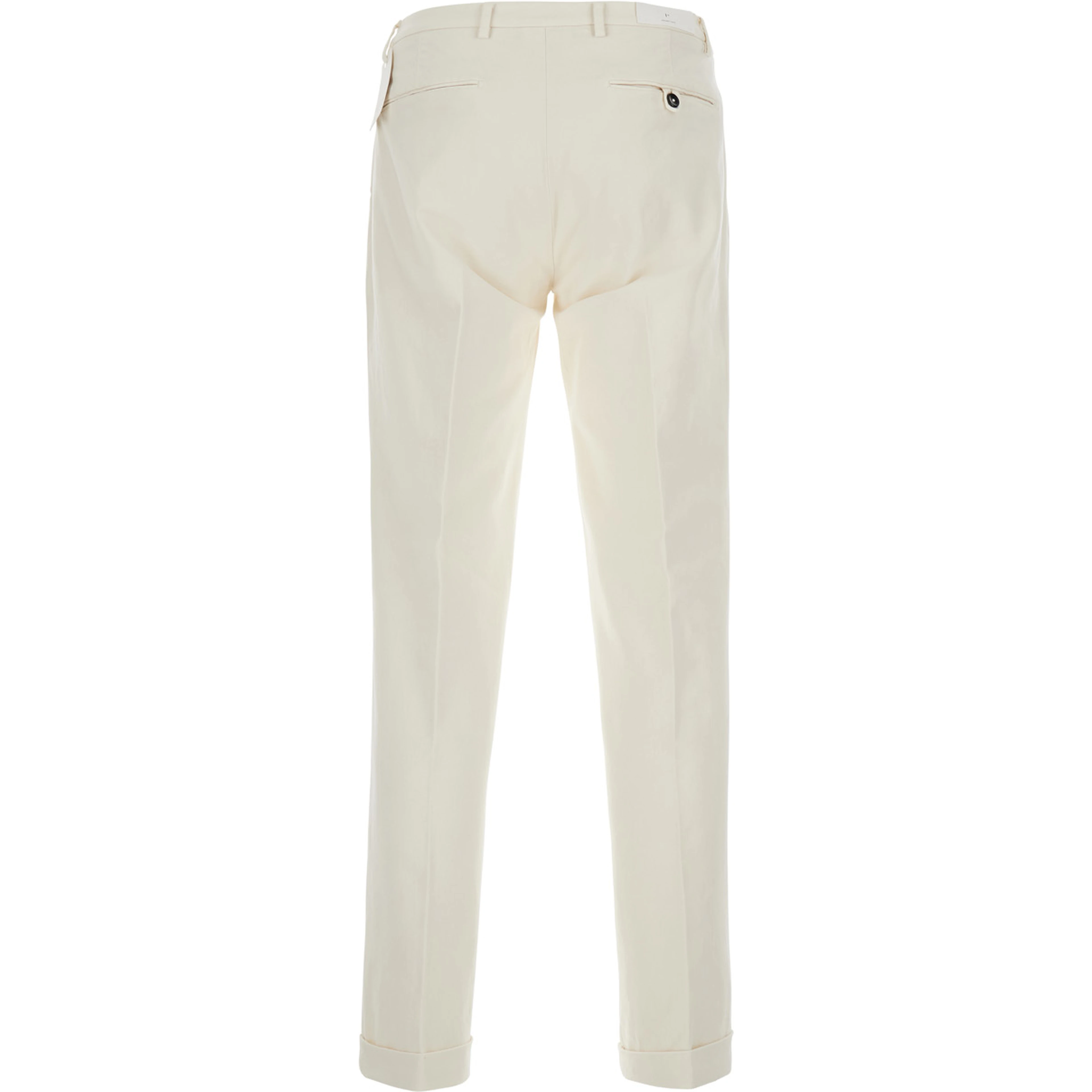 White pants with Logo Patch on the Back and Cuffed Hem in Stretch Cotton for Men