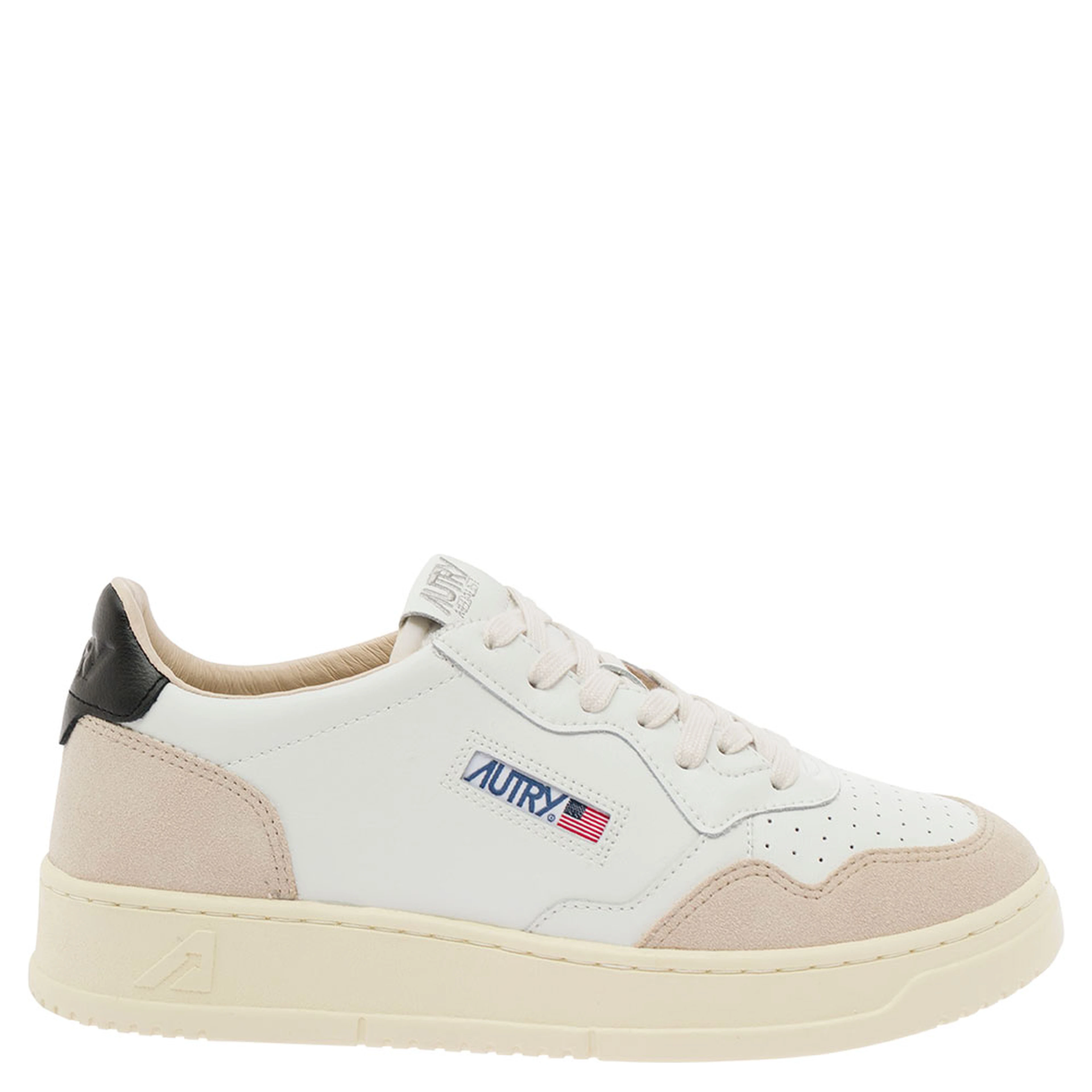 Low Top Sneaker Medalist with Beige Suede Details in White Leather Men