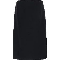 Black Skirt with side zip closure in wool and silk Blend Women
