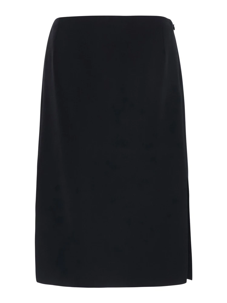 Black Skirt with side zip closure in wool and silk Blend Women