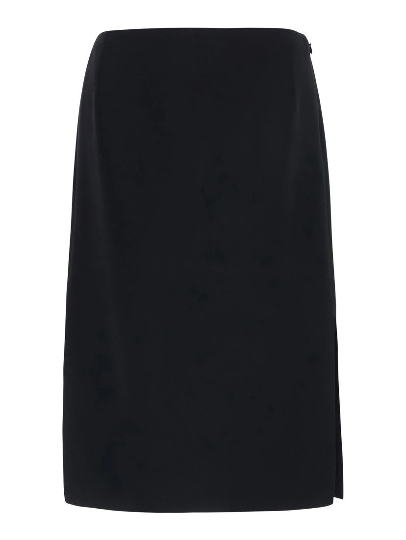 Black Skirt with side zip closure in wool and silk Blend Women