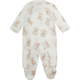 Pink Tracksuit with All-Over Teddy Print in cotton Baby