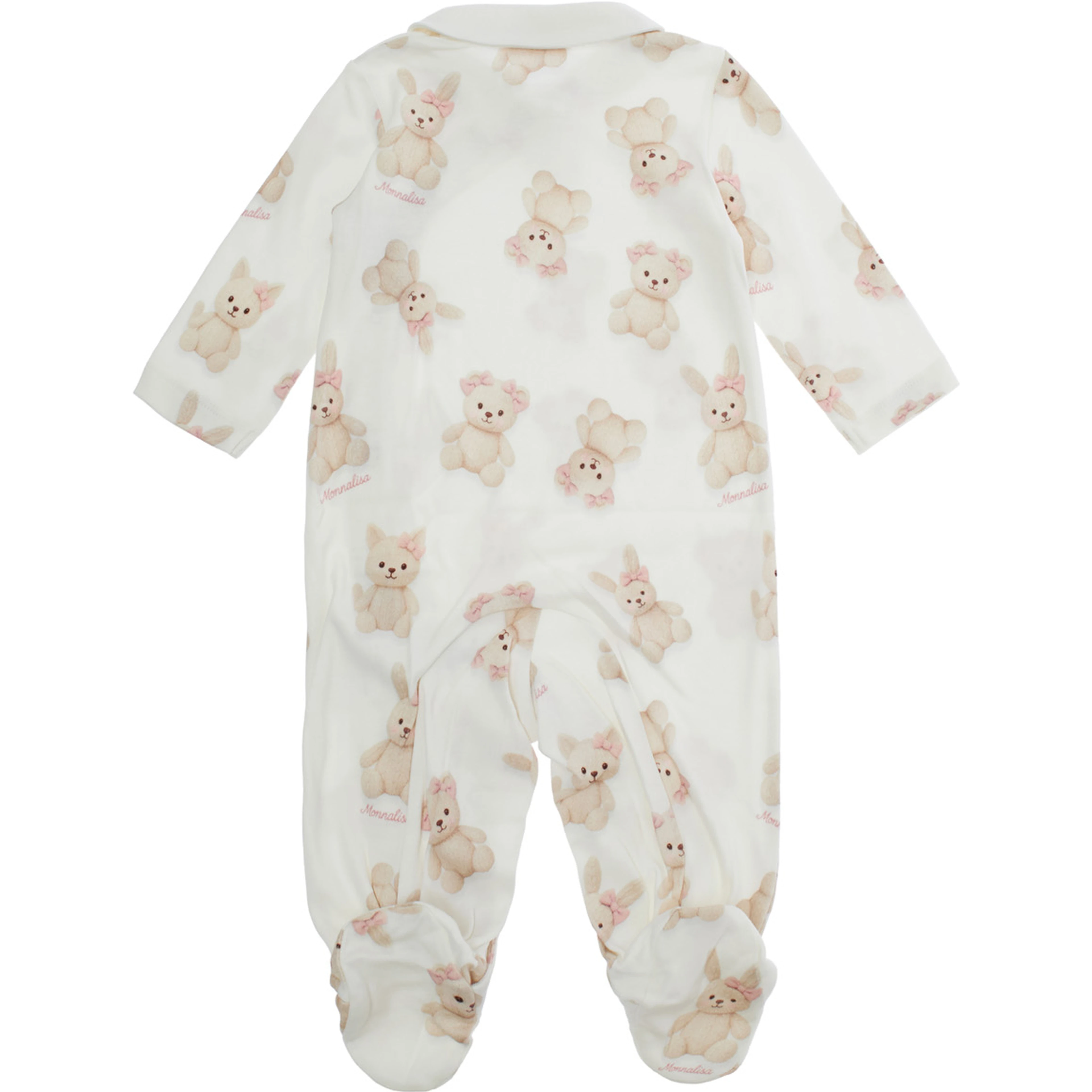 Pink Tracksuit with All-Over Teddy Print in cotton Baby