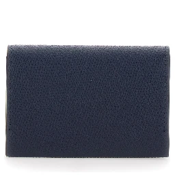 Black Card holder with VLogo plaque on the front in grained leather for men