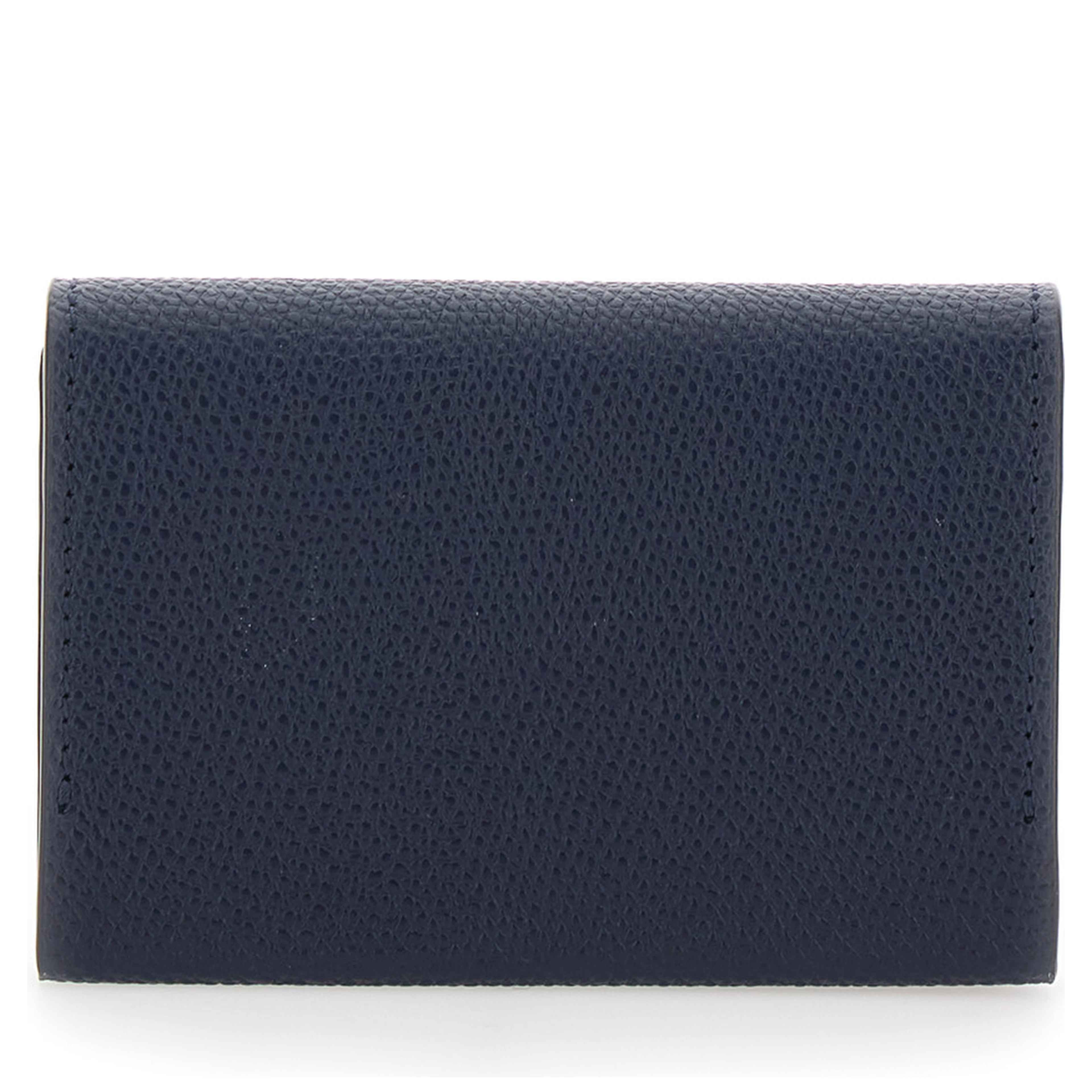 Black Card holder with VLogo plaque on the front in grained leather for men