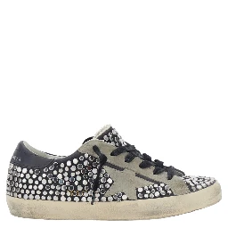 Superstar Grey low top sneakers with Side Star Patch and All-Over Glitter in suede for women