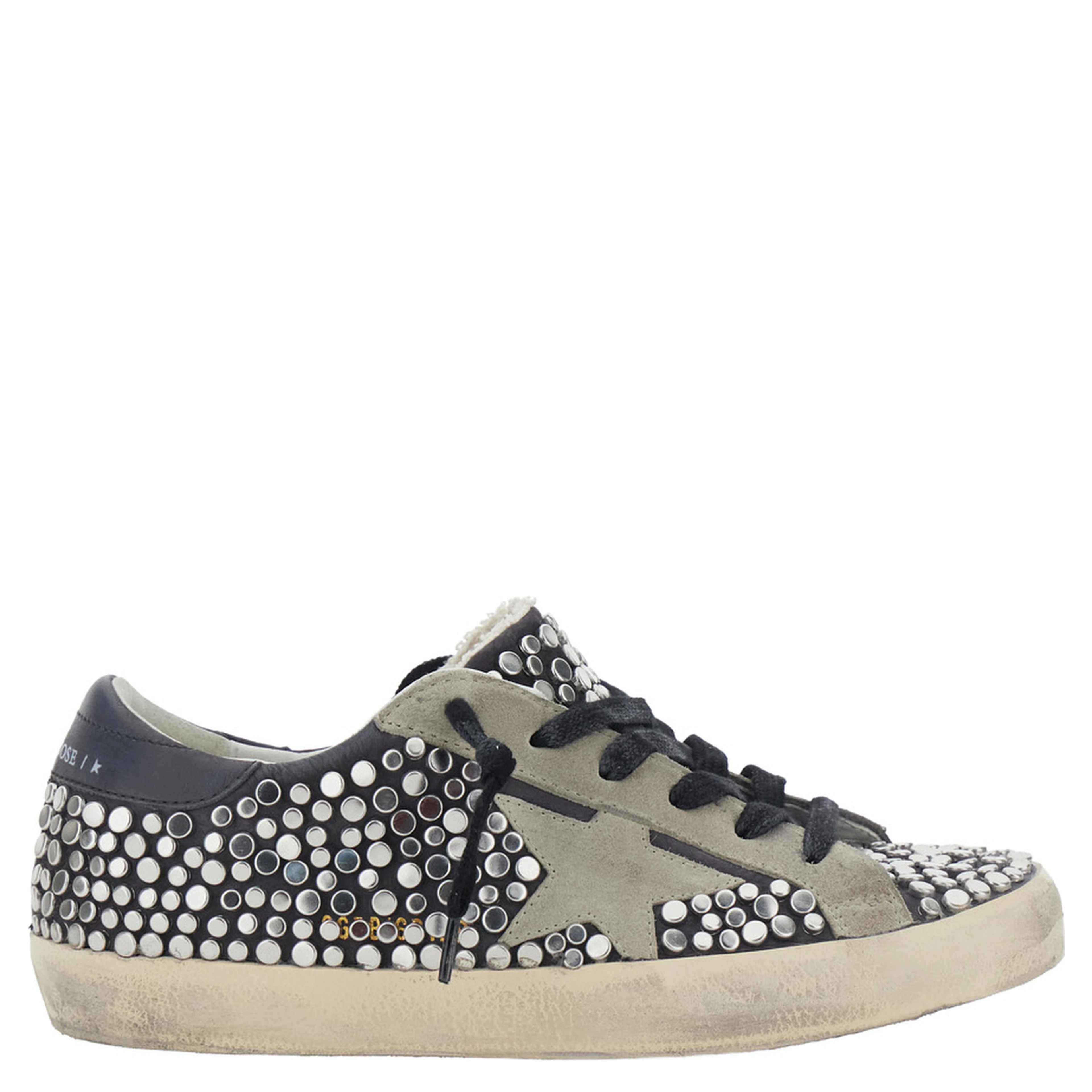Superstar Grey low top sneakers with Side Star Patch and All-Over Glitter in suede for women