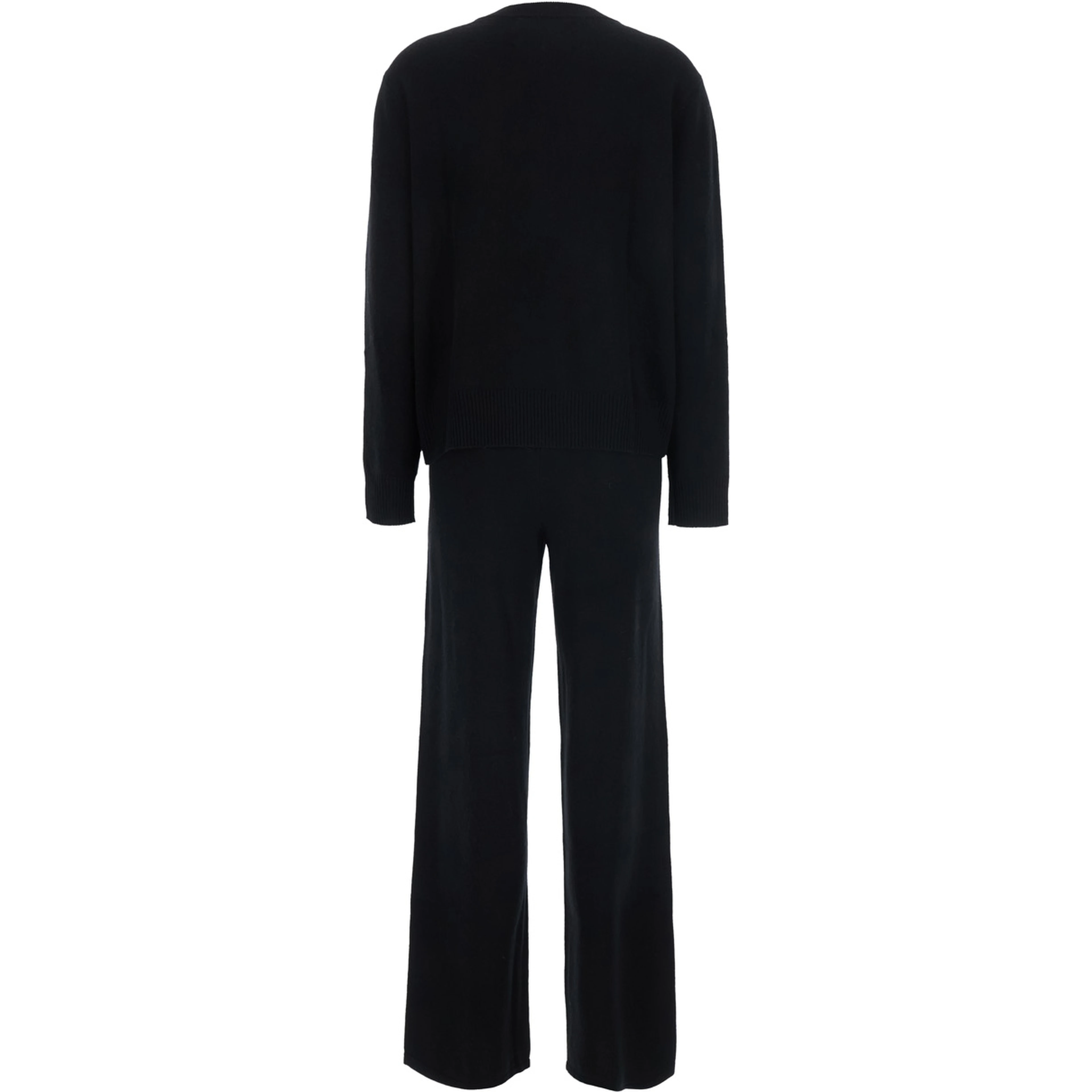 CASHMERE SET with elegant details in black cashmere for women