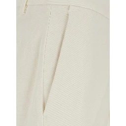 White pants with Logo Patch on the Back and Cuffed Hem in Stretch Cotton for Men