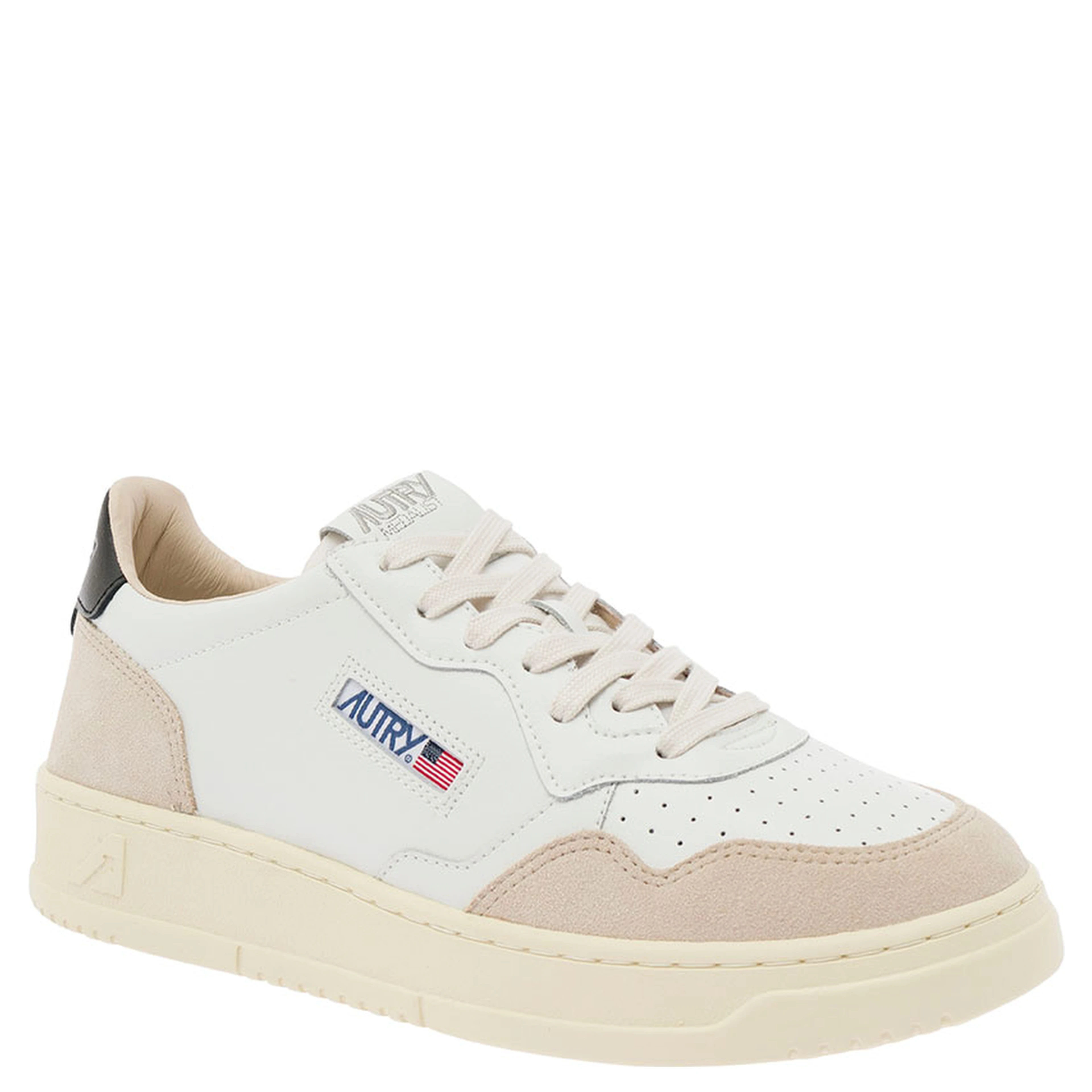 Low Top Sneaker Medalist with Beige Suede Details in White Leather Men