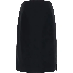 Black Skirt with side zip closure in wool and silk Blend Women