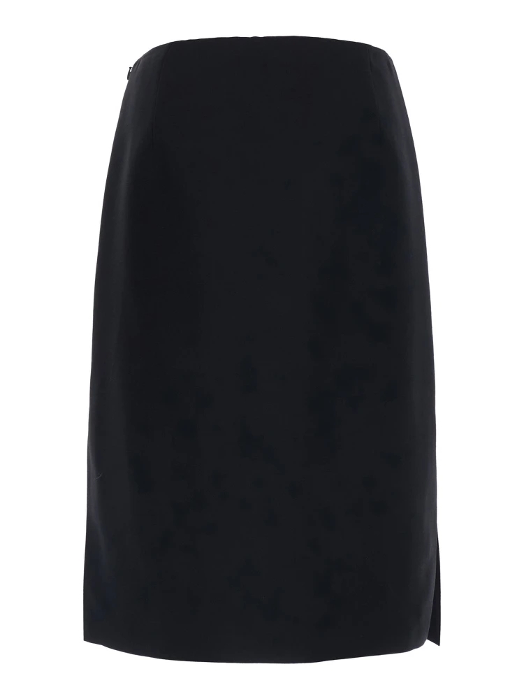 Black Skirt with side zip closure in wool and silk Blend Women alternative