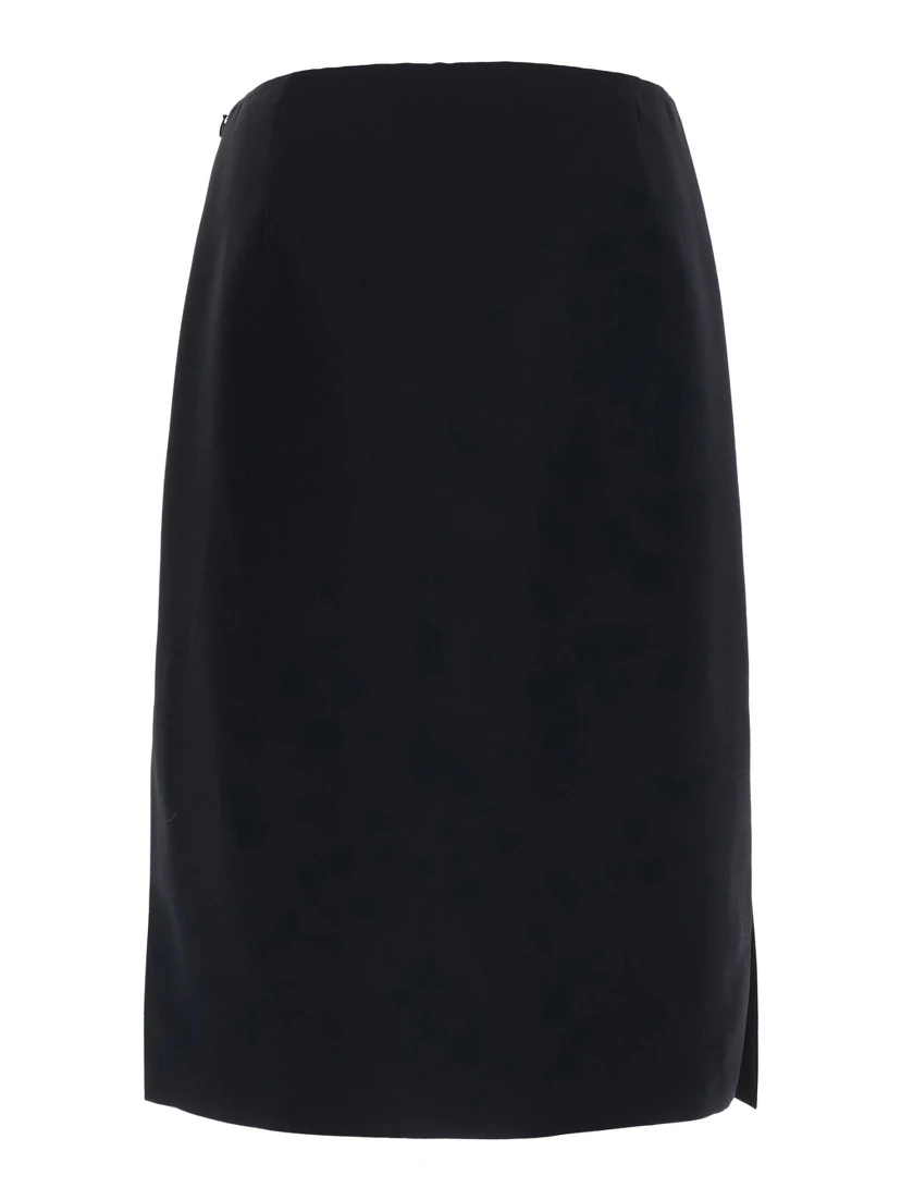 Black Skirt with side zip closure in wool and silk Blend Women