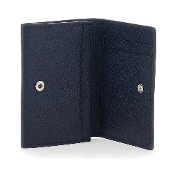Black Card holder with VLogo plaque on the front in grained leather for men