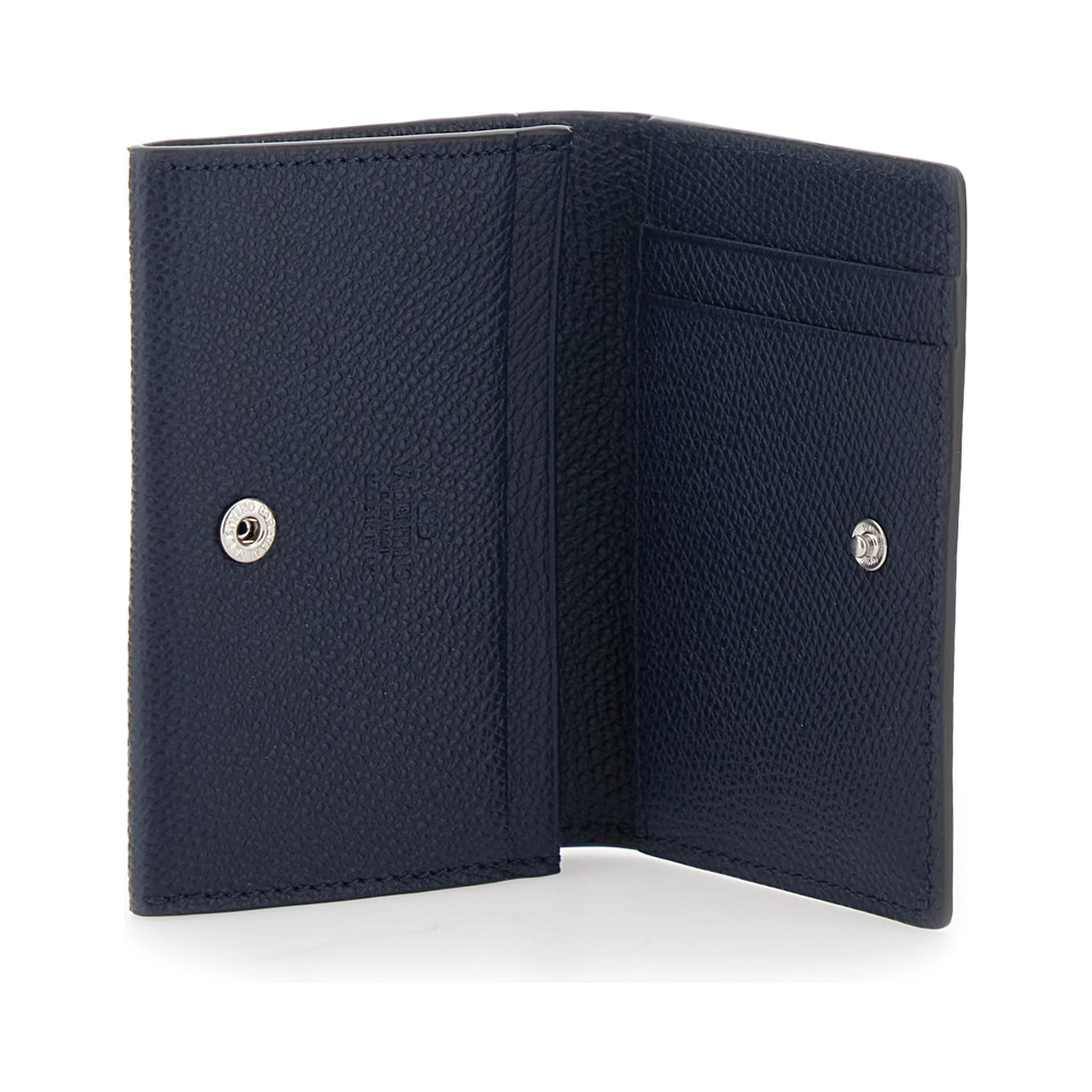 Black Card holder with VLogo plaque on the front in grained leather for men
