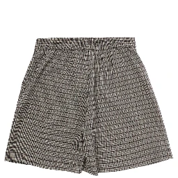 Brown Skirt with Houndstooth Motif and Sequins Decoration in Tech Fabric Girl