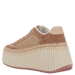 Nama Pink Sneakers with Platform and front laces in suede for women