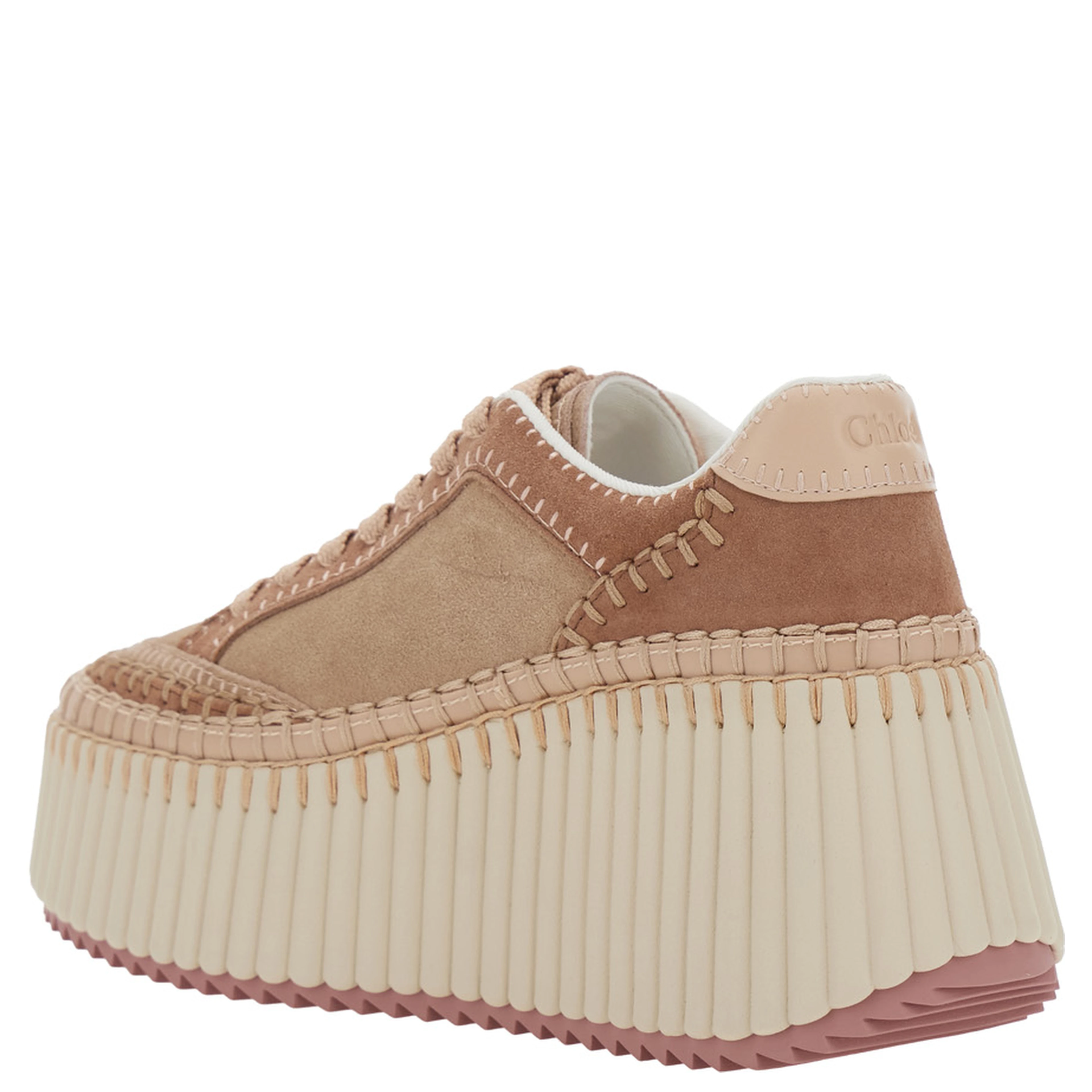 Nama Pink Sneakers with Platform and front laces in suede for women